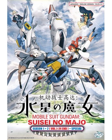 ENG DUB * MOBILE SUIT GUNDAM: SUISEI NO MAJO SEASON 1+ 2 (VOL.1-24 END) + SP